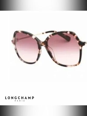 Longchamp Rose Havana Sunglasses with Pink Gradient Lenses